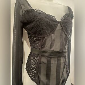 PrettyLittleThing Black Lace Bodysuit